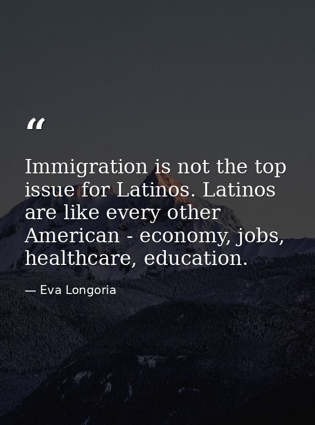 Immigration is not the top issue for Latinos. Latinos are like every other American - economy, jobs, healthcare, educati — Eva Longoria