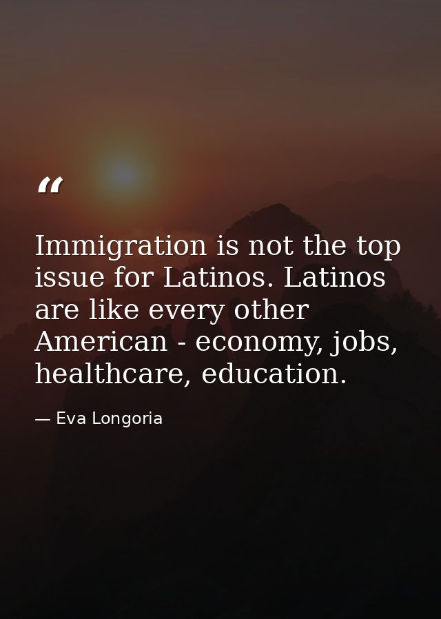 Immigration is not the top issue for Latinos. Latinos are like every other American - economy, jobs, healthcare, educati — Eva Longoria