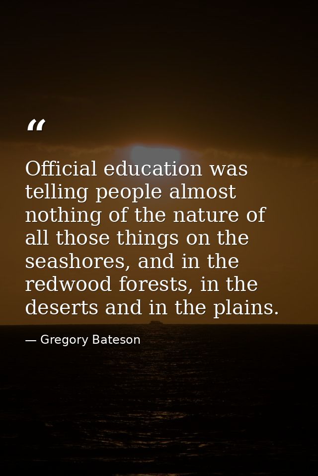 Official education was telling people almost nothing of the nature of all those things on the seashores, and in the redw — Gregory Bateson