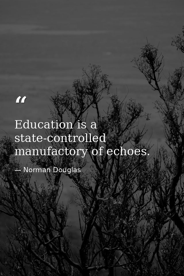 Education is a state-controlled manufactory of echoes. — Norman Douglas