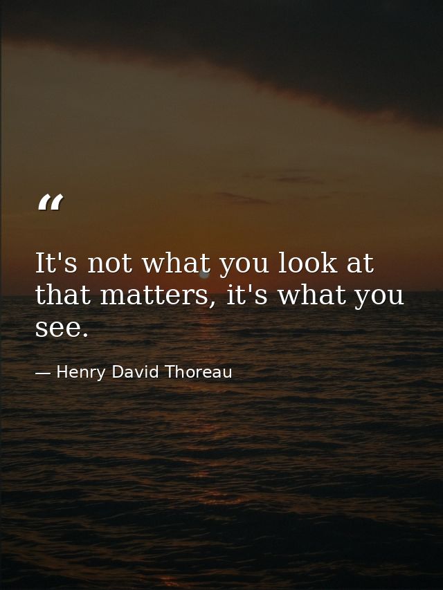 It's not what you look at that matters, it's what you see. — Henry David Thoreau