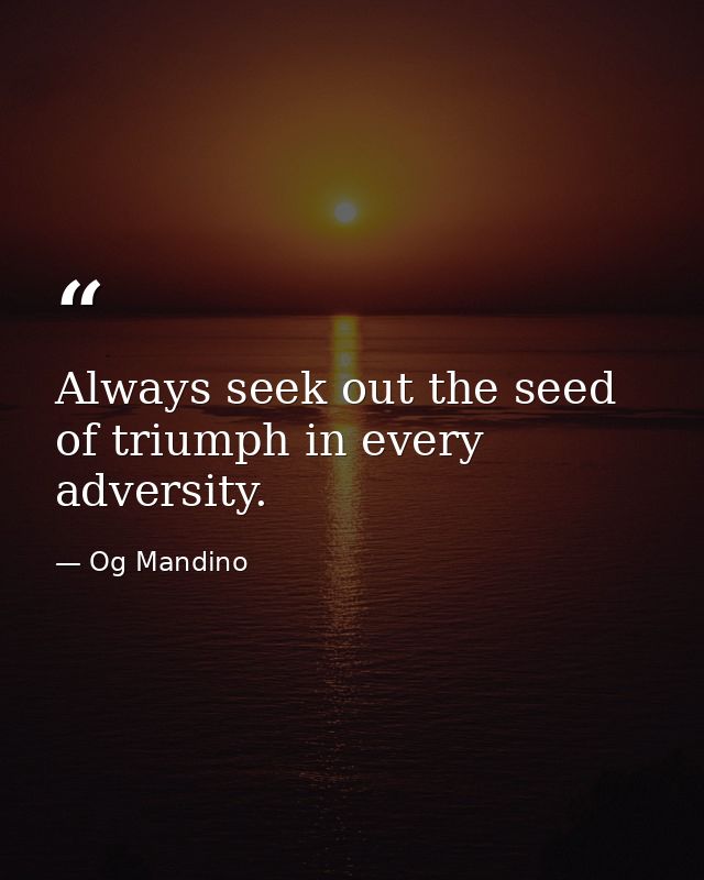 Always seek out the seed of triumph in every adversity. — Og Mandino