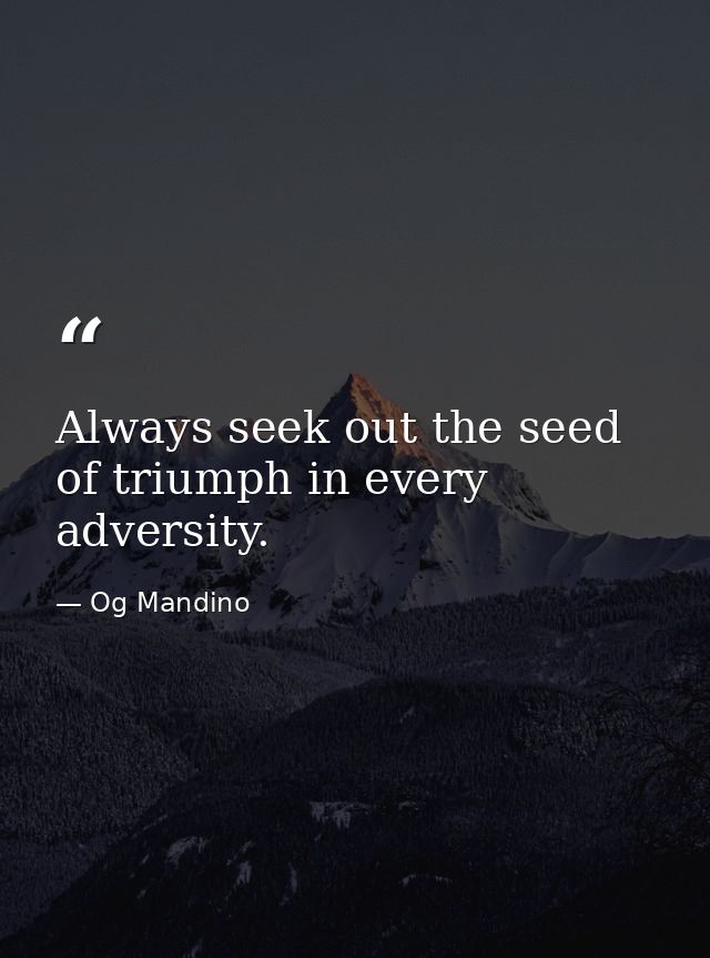 Always seek out the seed of triumph in every adversity. — Og Mandino