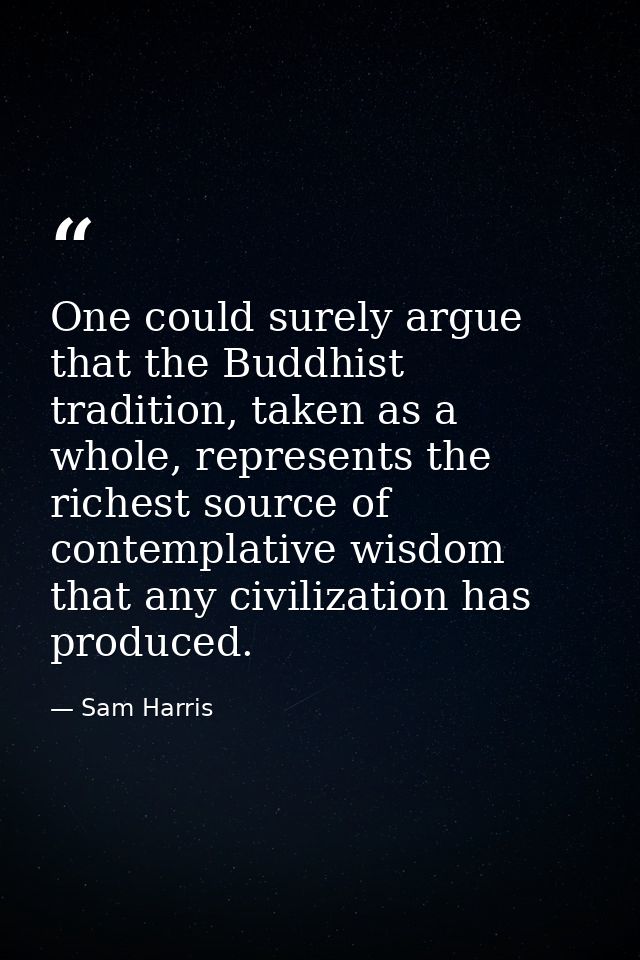 One could surely argue that the Buddhist tradition, taken as a whole, represents the richest source of contemplative wis — Sam Harris