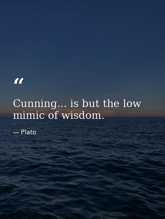 Cunning... is but the low mimic of wisdom. — Plato
