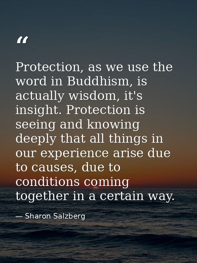 Protection, as we use the word in Buddhism, is actually wisdom, it's insight. Protection is seeing and knowing deeply th — Sharon Salzberg