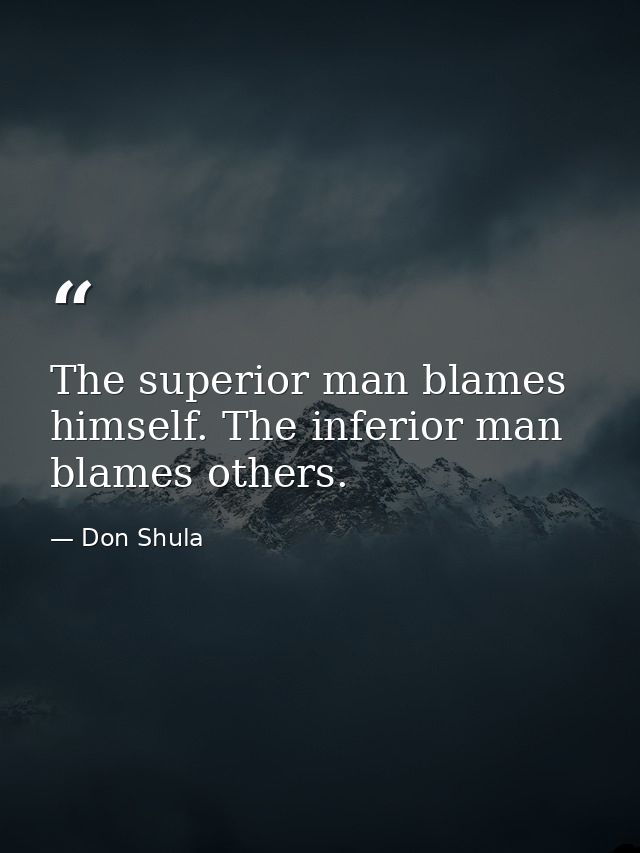 The superior man blames himself. The inferior man blames others. — Don Shula