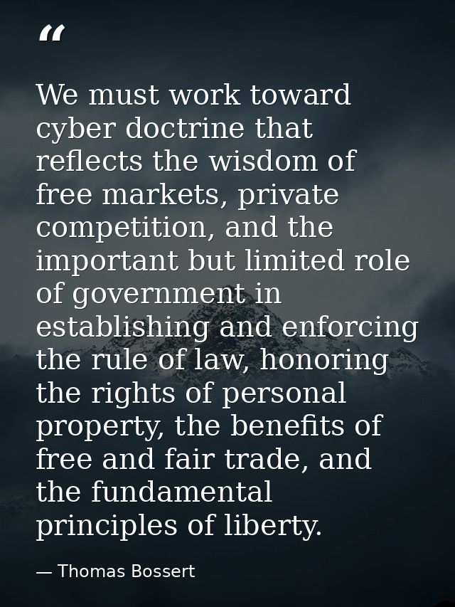 We must work toward cyber doctrine that reflects the wisdom of free markets, private competition, and the important but  — Thomas Bossert