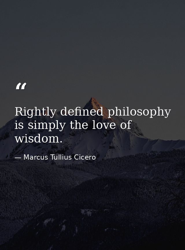 Rightly defined philosophy is simply the love of wisdom. — Marcus Tullius Cicero