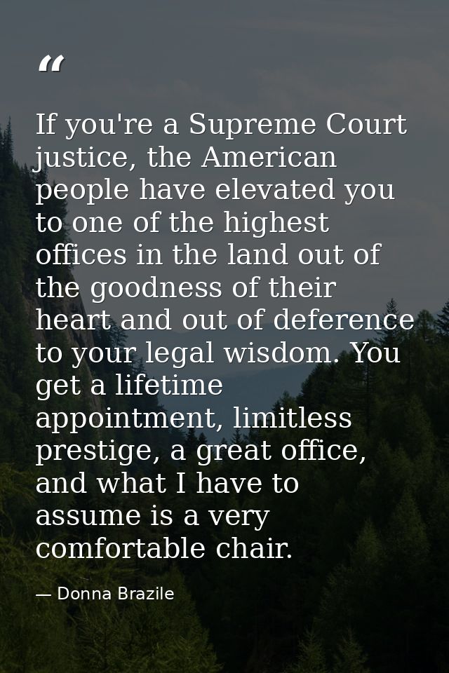 If you're a Supreme Court justice, the American people have elevated you to one of the highest offices in the land out o — Donna Brazile