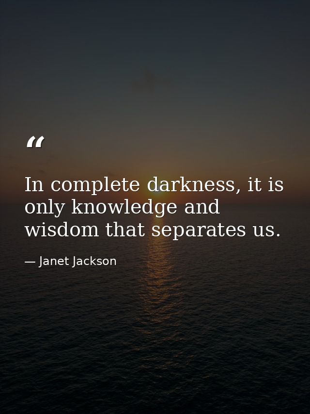 In complete darkness, it is only knowledge and wisdom that separates us. — Janet Jackson