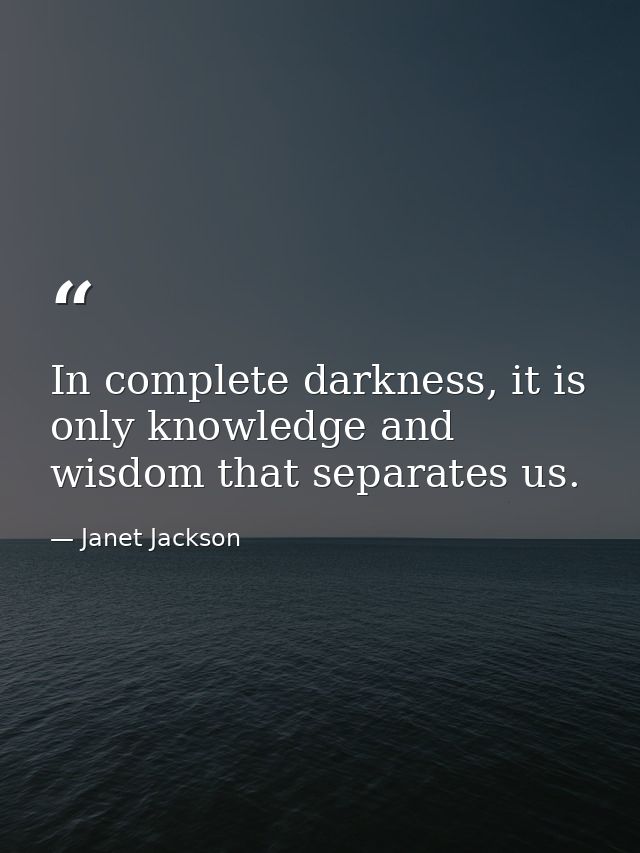 In complete darkness, it is only knowledge and wisdom that separates us. — Janet Jackson