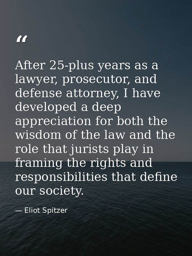 After 25-plus years as a lawyer, prosecutor, and defense attorney, I have developed a deep appreciation for both the wis — Eliot Spitzer