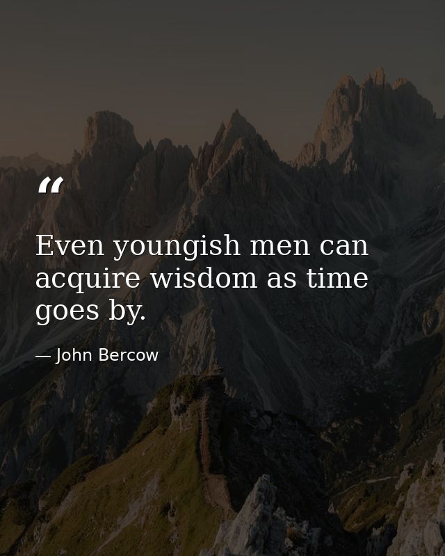 Even youngish men can acquire wisdom as time goes by. — John Bercow