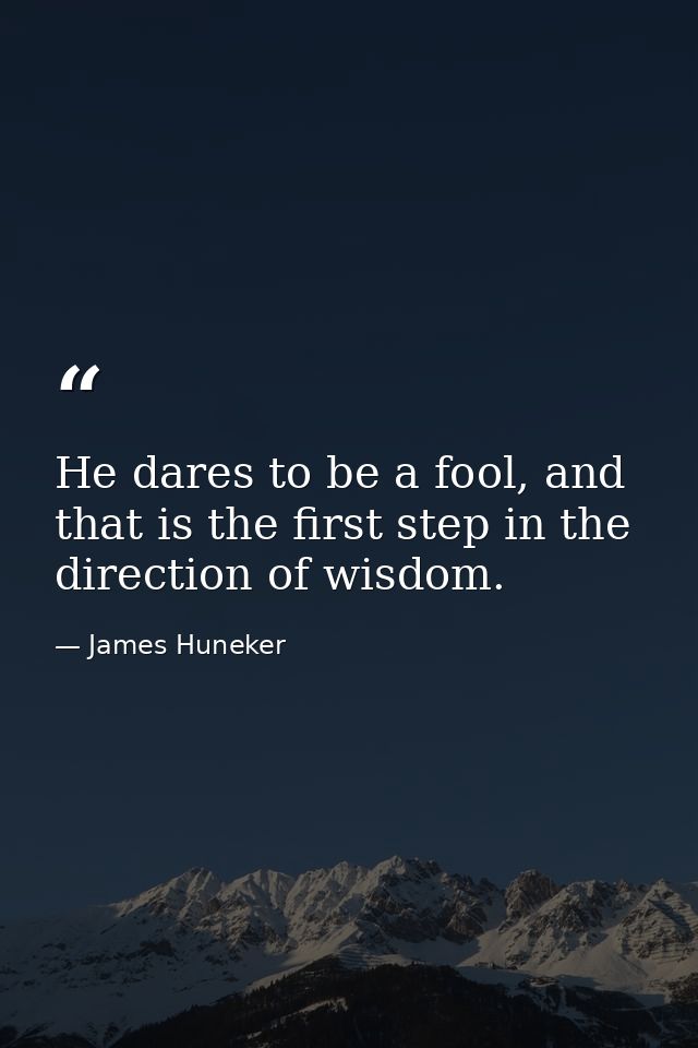 He dares to be a fool, and that is the first step in the direction of wisdom. — James Huneker