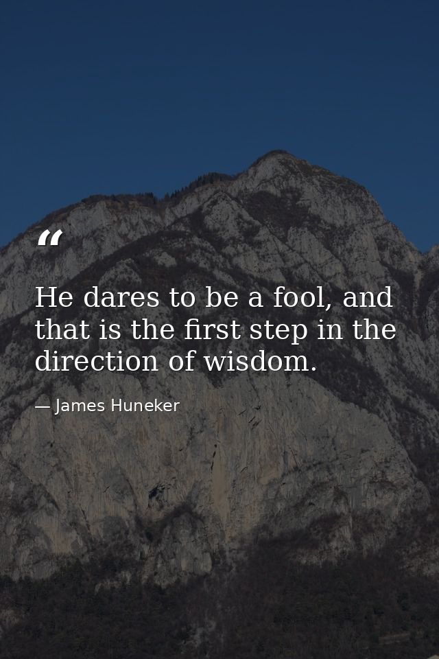 He dares to be a fool, and that is the first step in the direction of wisdom. — James Huneker
