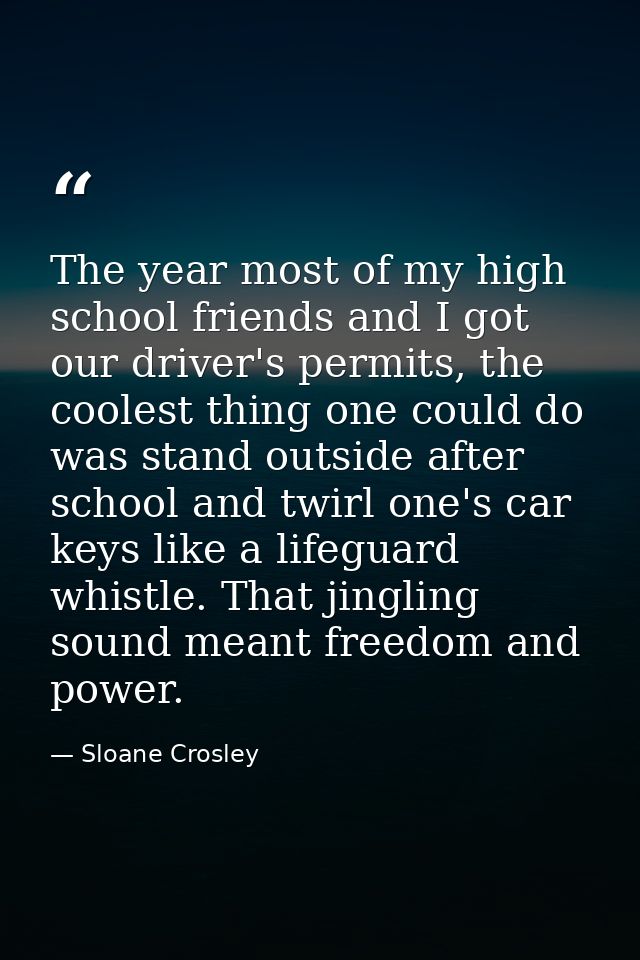 The year most of my high school friends and I got our driver's permits, the coolest thing one could do was stand outside — Sloane Crosley