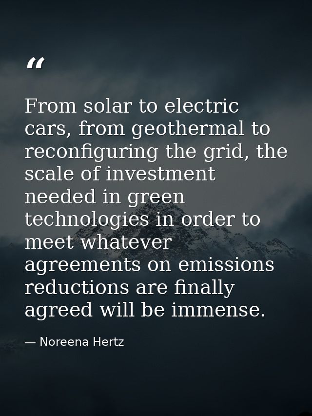 From solar to electric cars, from geothermal to reconfiguring the grid, the scale of investment needed in green technolo — Noreena Hertz