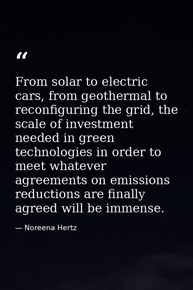 From solar to electric cars, from geothermal to reconfiguring the grid, the scale of investment needed in green technolo — Noreena Hertz