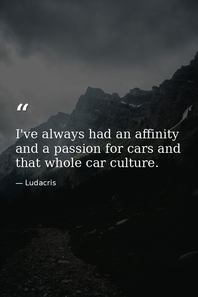 I've always had an affinity and a passion for cars and that whole car culture. — Ludacris