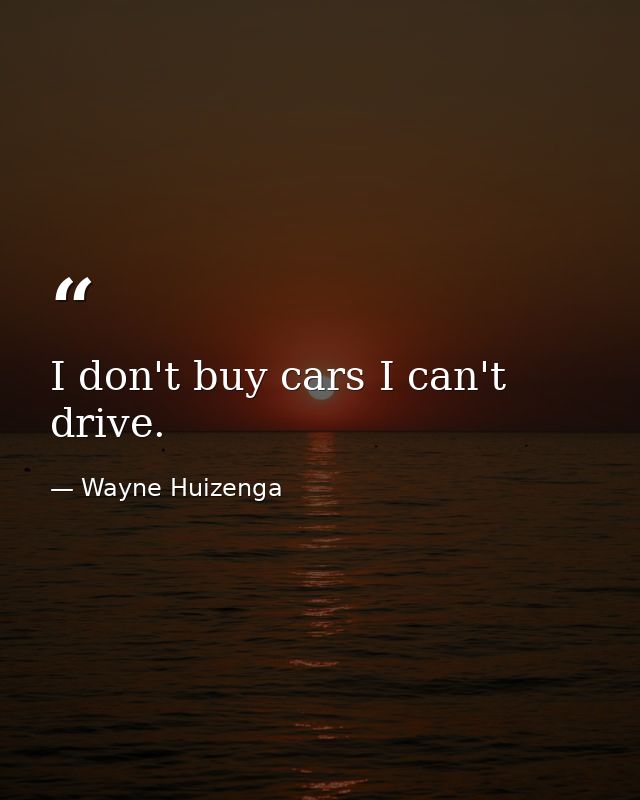 I don't buy cars I can't drive. — Wayne Huizenga