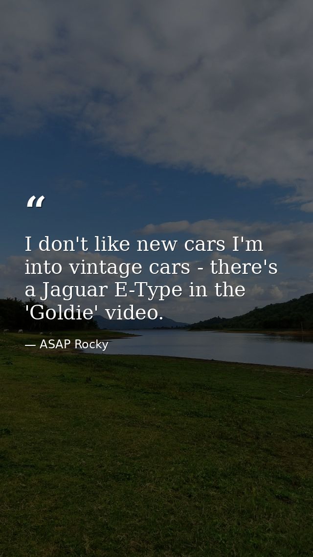 I don't like new cars I'm into vintage cars - there's a Jaguar E-Type in the 'Goldie' video. — ASAP Rocky