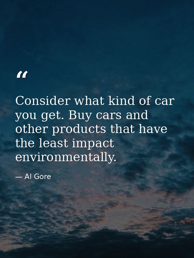Consider what kind of car you get. Buy cars and other products that have the least impact environmentally. — Al Gore