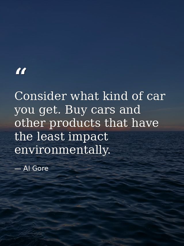 Consider what kind of car you get. Buy cars and other products that have the least impact environmentally. — Al Gore