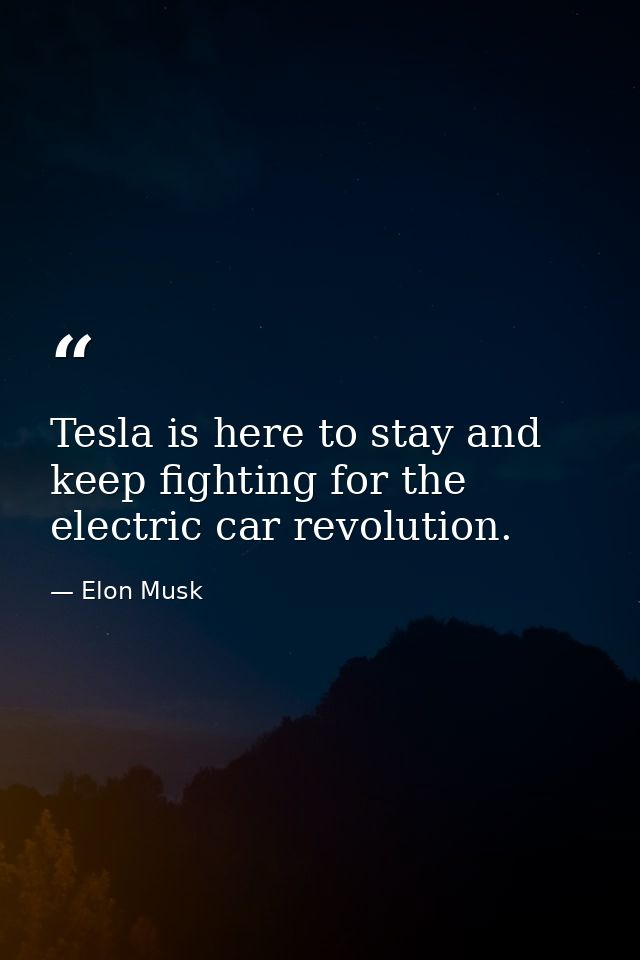Tesla is here to stay and keep fighting for the electric car revolution. — Elon Musk