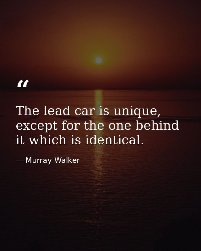 The lead car is unique, except for the one behind it which is identical. — Murray Walker