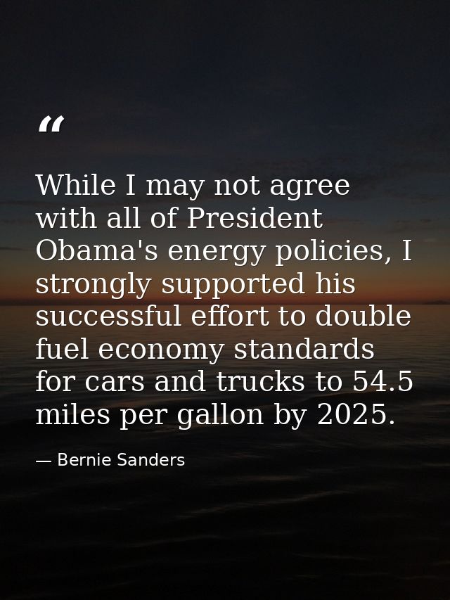 While I may not agree with all of President Obama's energy policies, I strongly supported his successful effort to doubl — Bernie Sanders