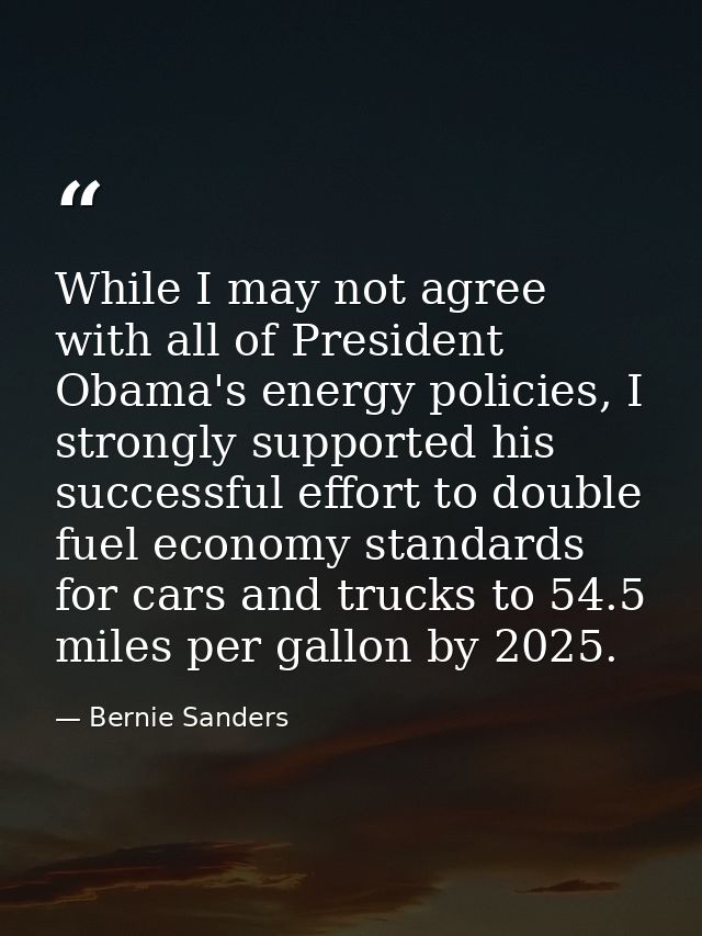 While I may not agree with all of President Obama's energy policies, I strongly supported his successful effort to doubl — Bernie Sanders