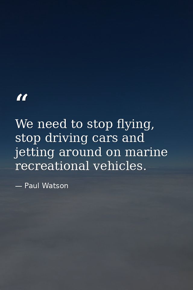 We need to stop flying, stop driving cars and jetting around on marine recreational vehicles. — Paul Watson