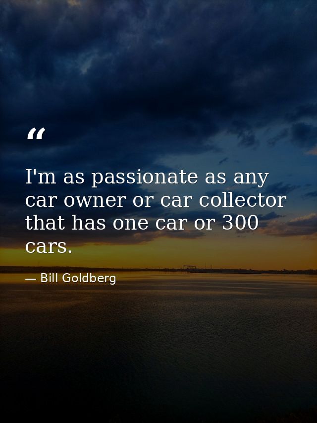 I'm as passionate as any car owner or car collector that has one car or 300 cars. — Bill Goldberg