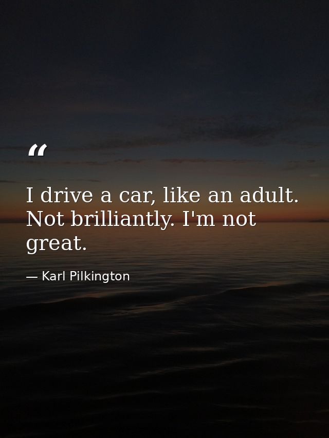 I drive a car, like an adult. Not brilliantly. I'm not great. — Karl Pilkington