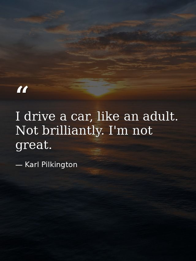 I drive a car, like an adult. Not brilliantly. I'm not great. — Karl Pilkington