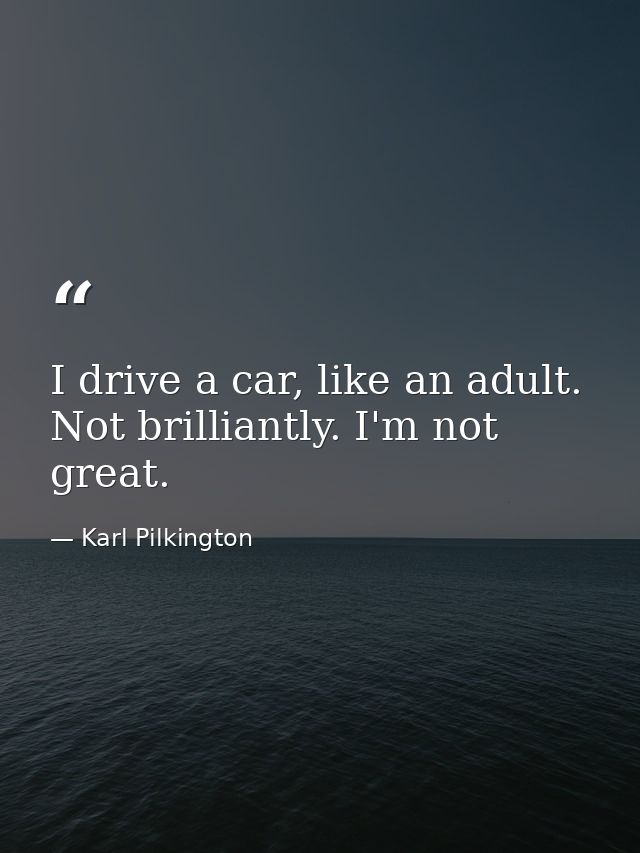 I drive a car, like an adult. Not brilliantly. I'm not great. — Karl Pilkington
