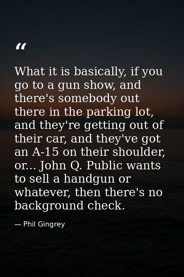 What it is basically, if you go to a gun show, and there's somebody out there in the parking lot, and they're getting ou — Phil Gingrey