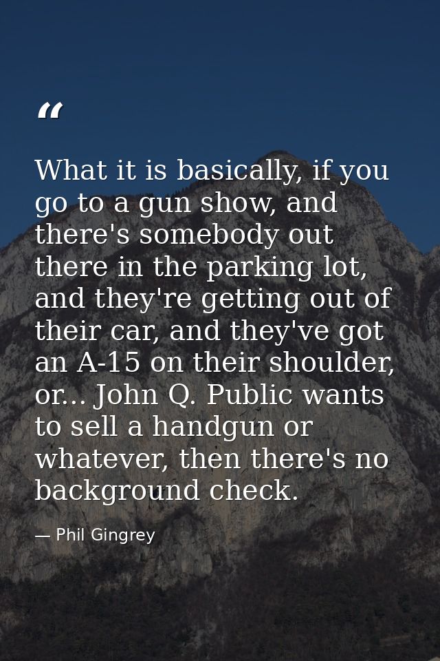 What it is basically, if you go to a gun show, and there's somebody out there in the parking lot, and they're getting ou — Phil Gingrey