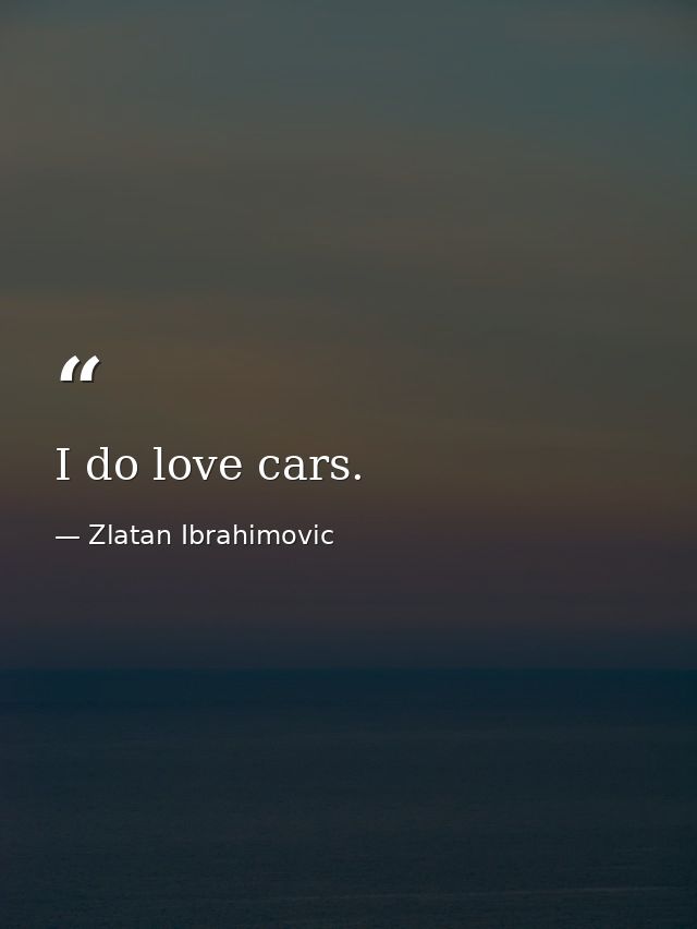 I do love cars. — Zlatan Ibrahimovic