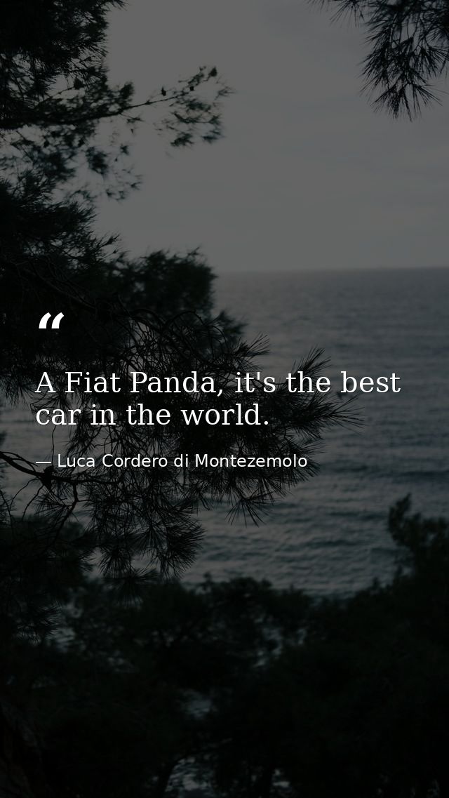 A Fiat Panda, it's the best car in the world. — Luca Cordero di Montezemolo