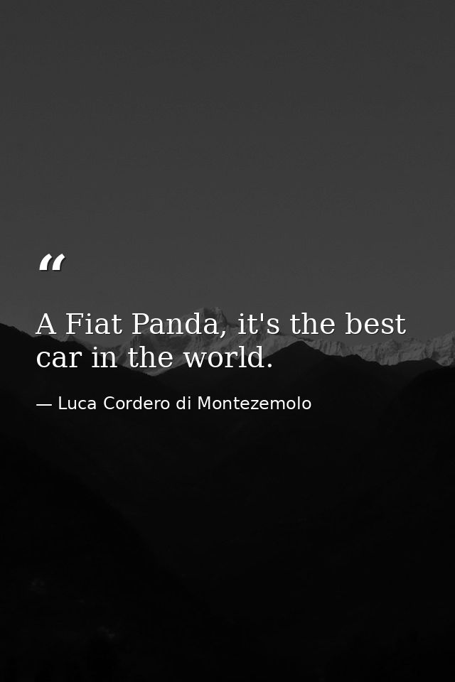 A Fiat Panda, it's the best car in the world. — Luca Cordero di Montezemolo