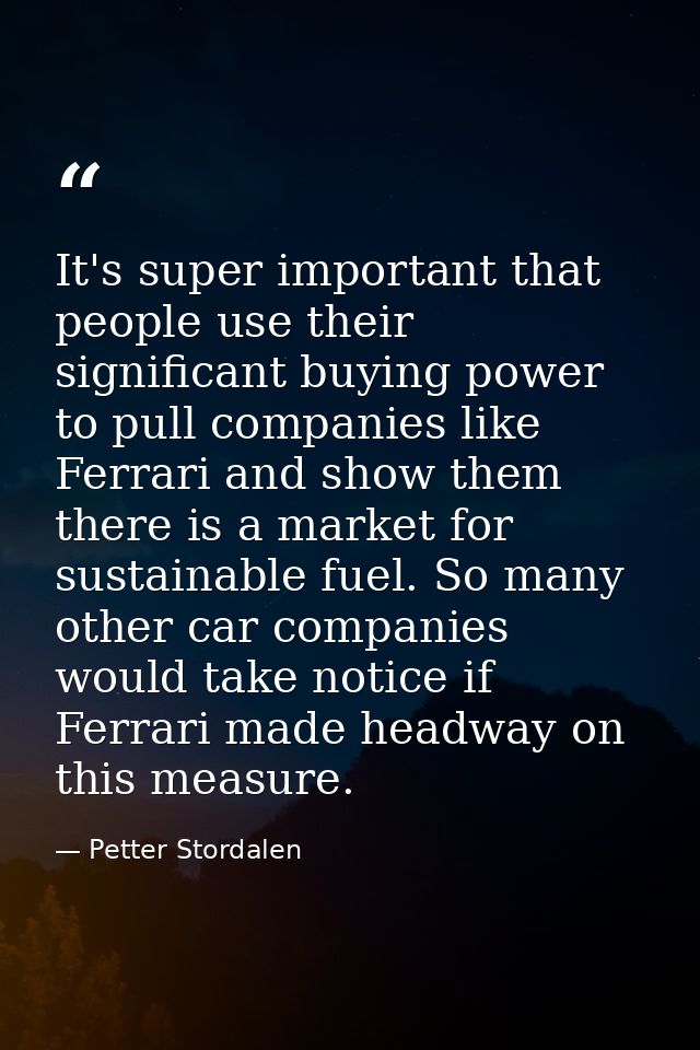 It's super important that people use their significant buying power to pull companies like Ferrari and show them there i — Petter Stordalen