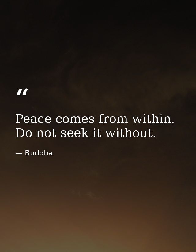 Peace comes from within. Do not seek it without. — Buddha