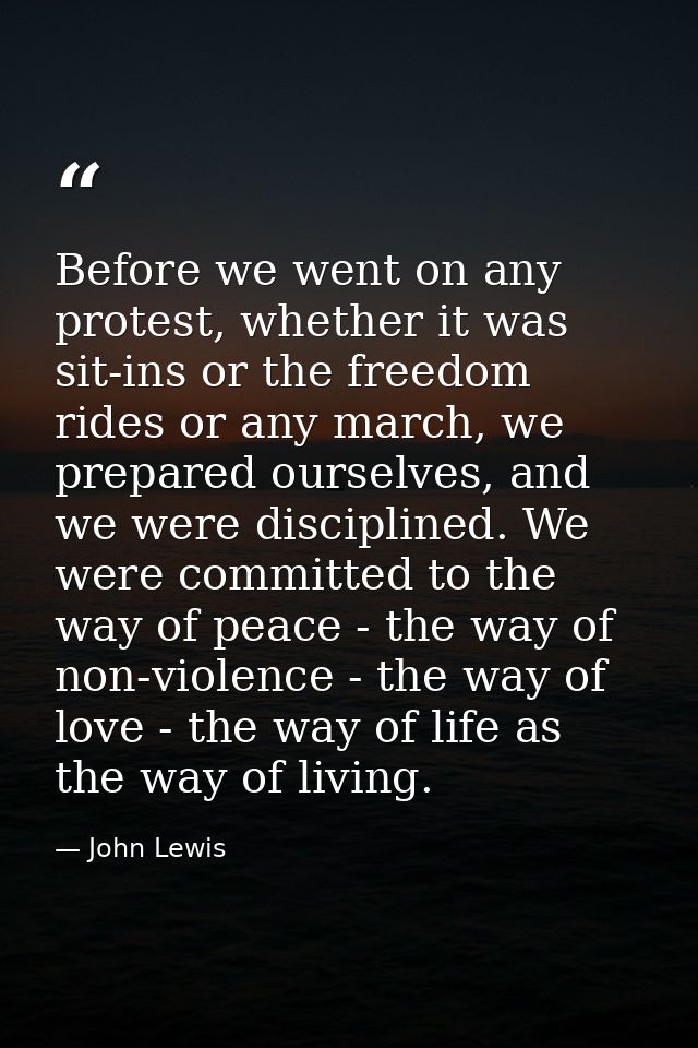 Before we went on any protest, whether it was sit-ins or the freedom rides or any march, we prepared ourselves, and we w — John Lewis