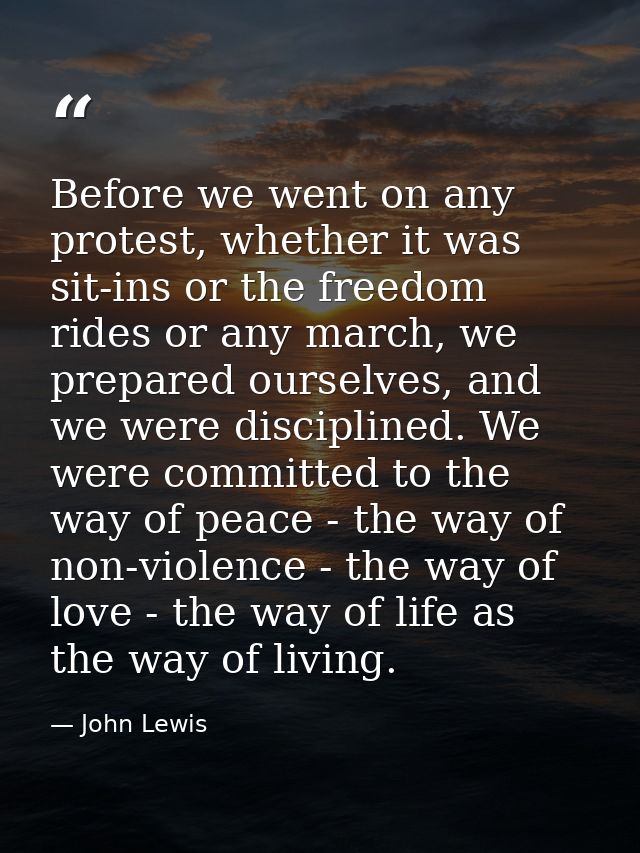 Before we went on any protest, whether it was sit-ins or the freedom rides or any march, we prepared ourselves, and we w — John Lewis