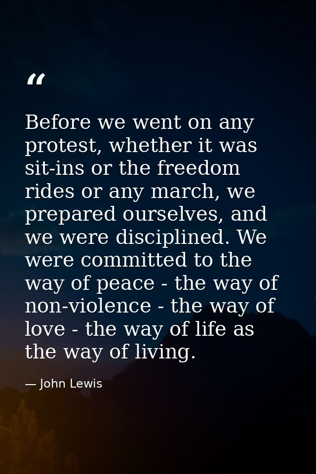Before we went on any protest, whether it was sit-ins or the freedom rides or any march, we prepared ourselves, and we w — John Lewis