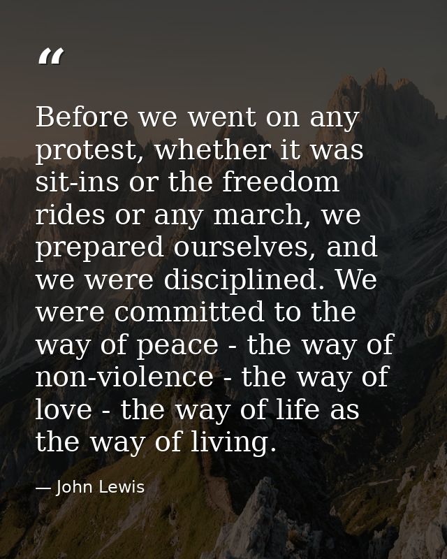 Before we went on any protest, whether it was sit-ins or the freedom rides or any march, we prepared ourselves, and we w — John Lewis