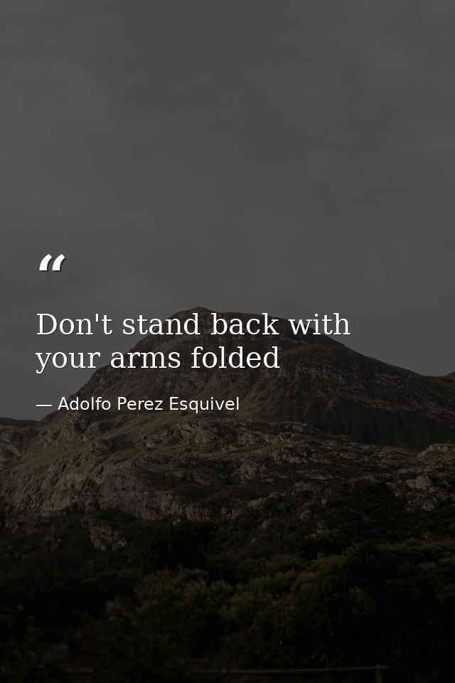 Don't stand back with your arms folded — Adolfo Perez Esquivel
