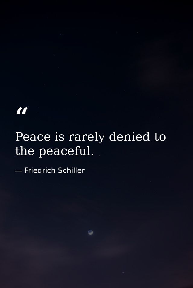 Peace is rarely denied to the peaceful. — Friedrich Schiller